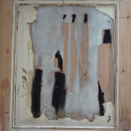 Huile sur bois porte ancienne 82x90 cm