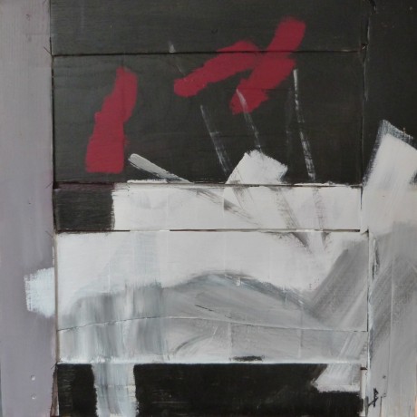 Acrylique sur bois porte ancienne 77 cm x 70 cm