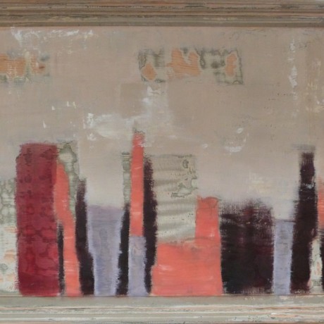 Huile sur bois porte ancienne 97,5cm x 65,5cm